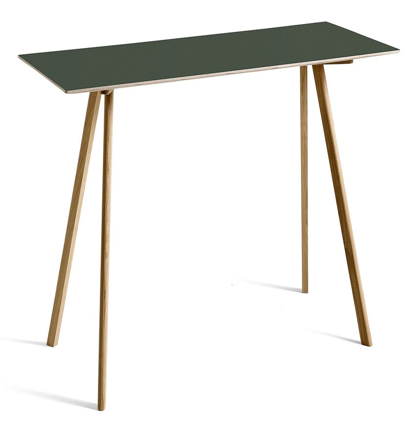 Table COPENHAGUE CPH30 200 X 80 X H.105 CM de Hay, Plateau linoléum vert, Pieds en chêne vernis naturel