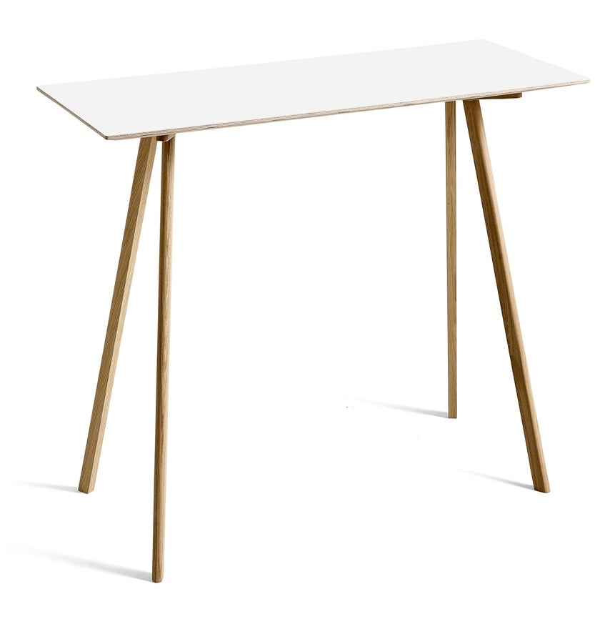 Table COPENHAGUE CPH30 200 X 80 X H.105 CM de Hay, Plateau blanc laminé, Pieds en chêne vernis naturel