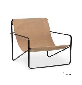 Fauteuil lounge DESERT de Ferm Living, Structure noire, Sable