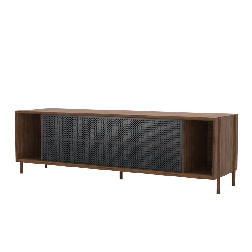 Buffet GABIN 162 cm sans tiroirs, noyer, métal gris ardoise mat Buffet GABIN 162 cm sans tiroirs, noyer, métal gris ardoise mat
