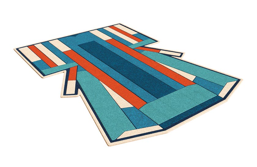 Tapis INES bleu/terracotta 170x240cm, Laine de Nouvelle-Zélande Tapis INES bleu/terracotta 170x240cm, Laine de Nouvelle-Zélande