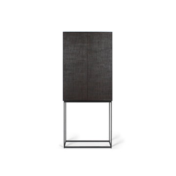 Armoire GROOVES d'Ethnicraft, 2 portes, 2 tiroirs intérieurs, Teck vernis noir