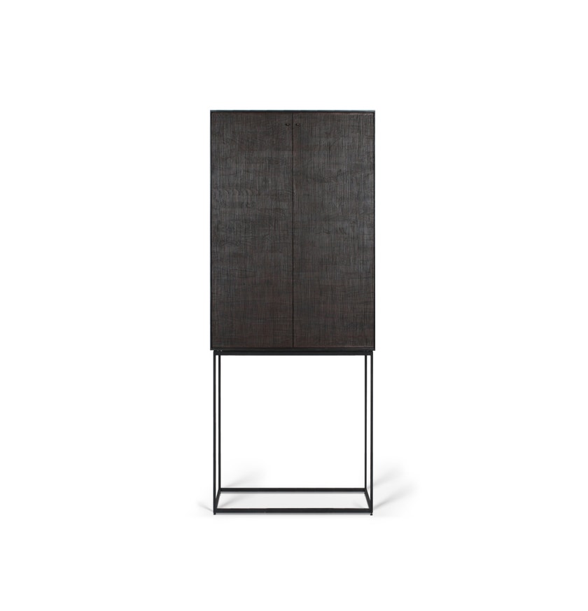 Armoire GROOVES d'Ethnicraft, 2 portes, 2 tiroirs intérieurs, Teck vernis noir