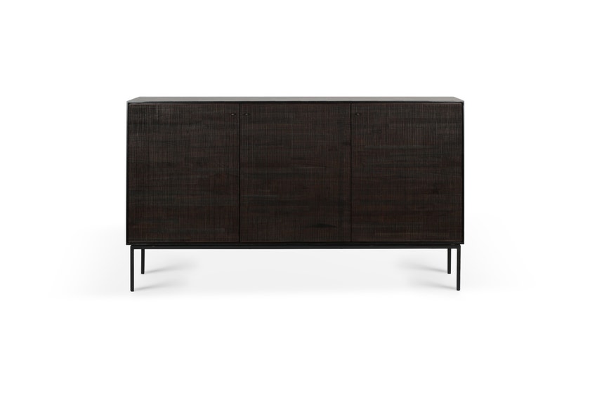 Buffet GROOVES d'Ethnicraft, L.152 cm, 3 portes, Teck vernis noir Buffet GROOVES d'Ethnicraft, L.152 cm, 3 portes, Teck vernis noir