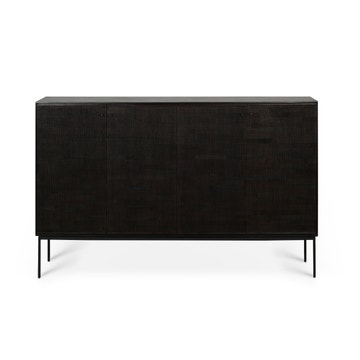 Buffet GROOVES d'Ethnicraft, L.202 cm, 4 portes, Teck vernis noir