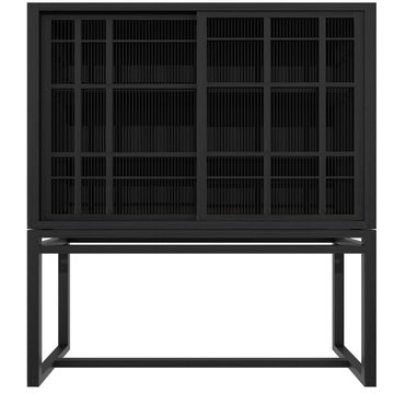 Buffet haut BURUNG d'Ethnicraft avec 4 portes coulissantes, 104 x 45 x 172, Noir