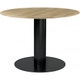 Table 2.0 de Gubi, Base noire, Ø110, Chêne Semi Mat Lacqué