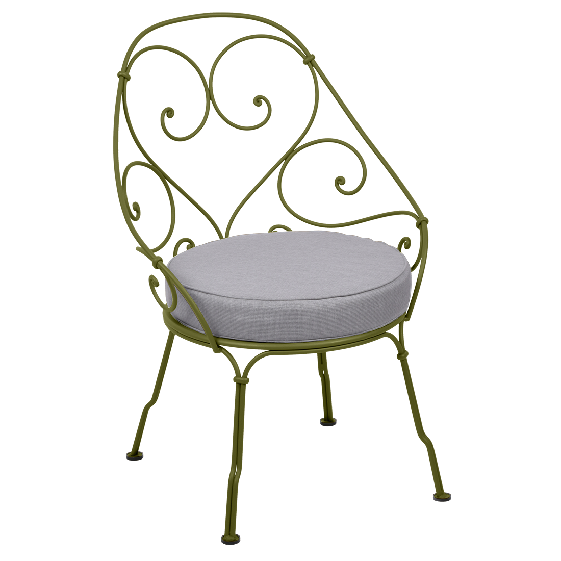 Fauteuil CABRIOLET, Coussin Gris flanelle, Pesto