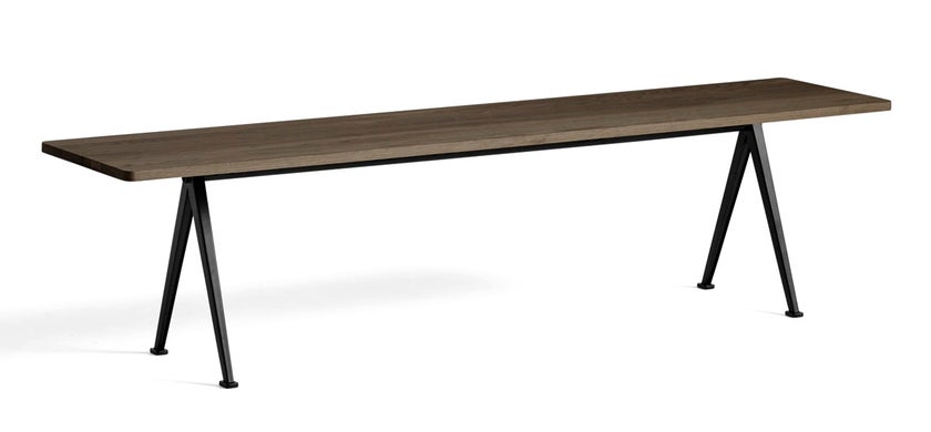 Banc PYRAMID 12 de Hay, 190 x 40 cm, Black base, Smoked oiled Banc PYRAMID 12 de Hay, 190 x 40 cm, Black base, Smoked oiled