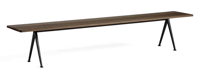 Banc PYRAMID 12 de Hay, 250 x 40 cm, Black base, Smoked oiled Banc PYRAMID 12 de Hay, 250 x 40 cm, Black base, Smoked oiled