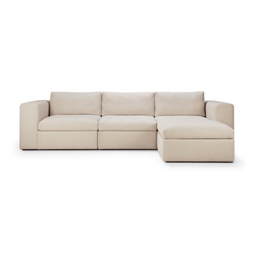 Canapé d'angle avec méridienne MELLOW, 4/5 places, Off white