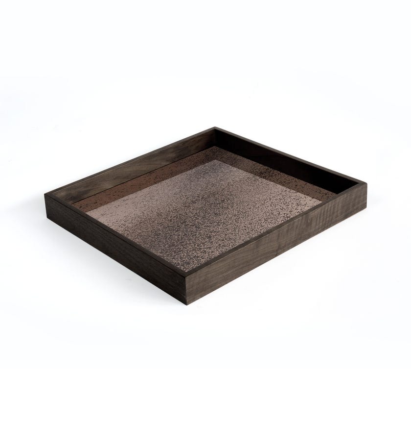 Plateau miroir BRONZE AGED carré de Ethnicraft, 38x38x4, taille S