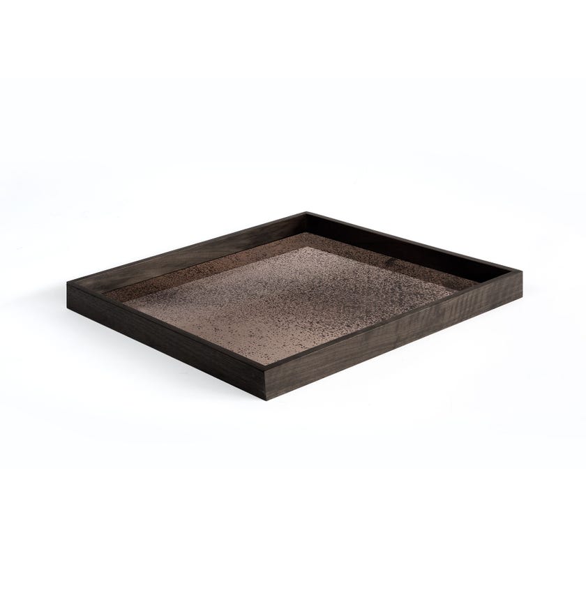 Plateau miroir BRONZE AGED carré de Ethnicraft, 51x51x4, taille L