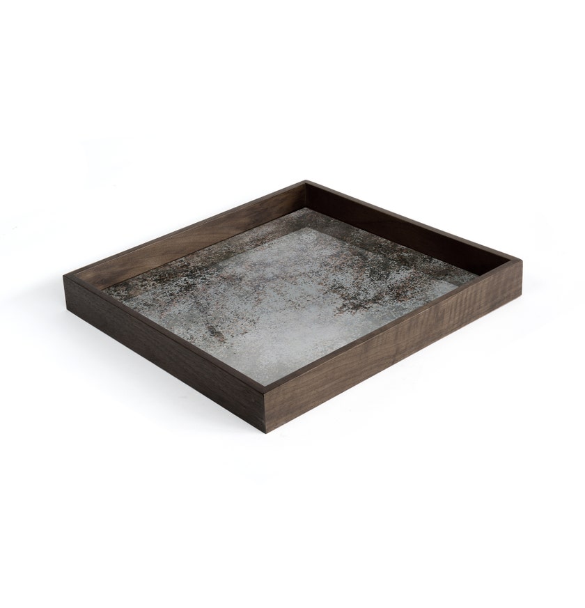 Plateau miroir AGED CLEAR carré de Ethnicraft, 38 x 38 x 4, Taille S