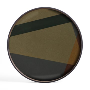 Plateau rond en verre ANGLE de Ethnicraft Accessories, Ø.48 cm, Slate