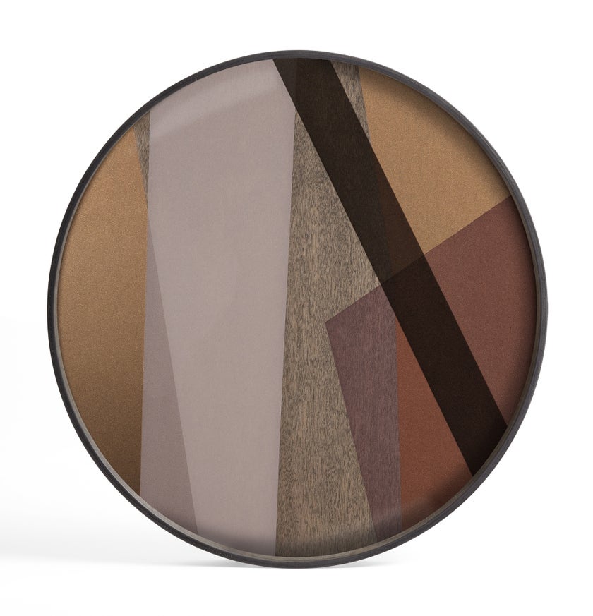 Plateau rond en verre ANGLE de Ethnicraft Accessories, Ø.61 cm, Pinot