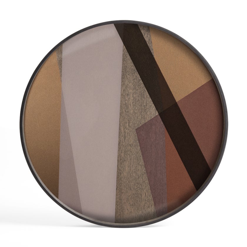 Plateau rond en verre ANGLE de Ethnicraft Accessories, Ø.61 cm, Pinot Plateau rond en verre ANGLE de Ethnicraft Accessories, Ø.61 cm, Pinot