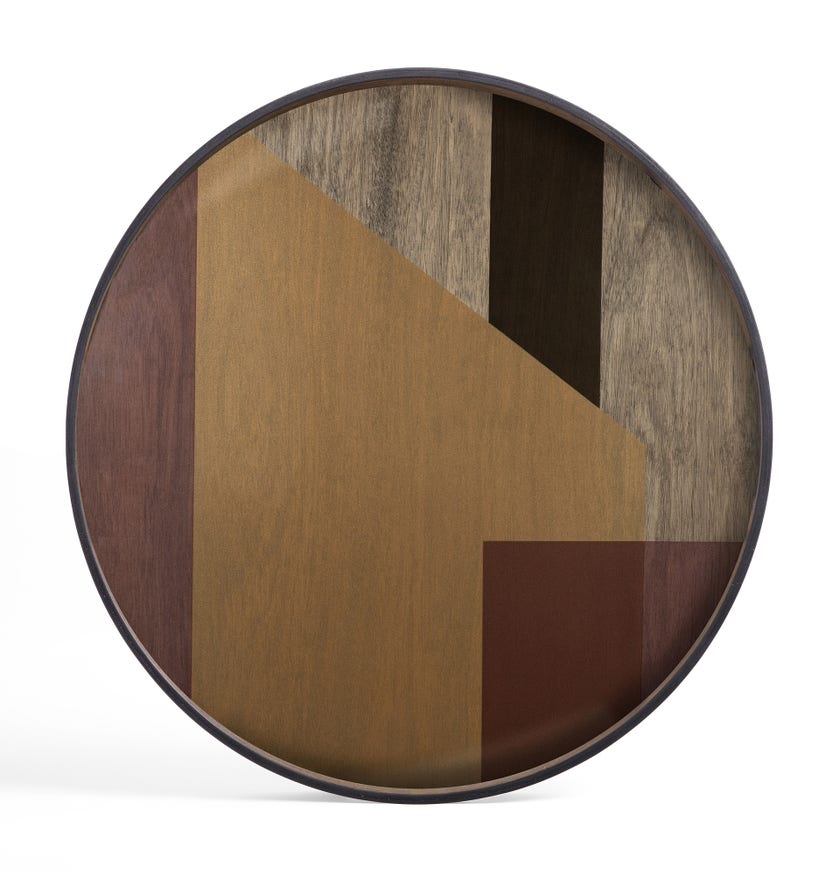Plateau rond en verre ANGLE de Ethnicraft Accessories, Ø.92 cm, Bronze