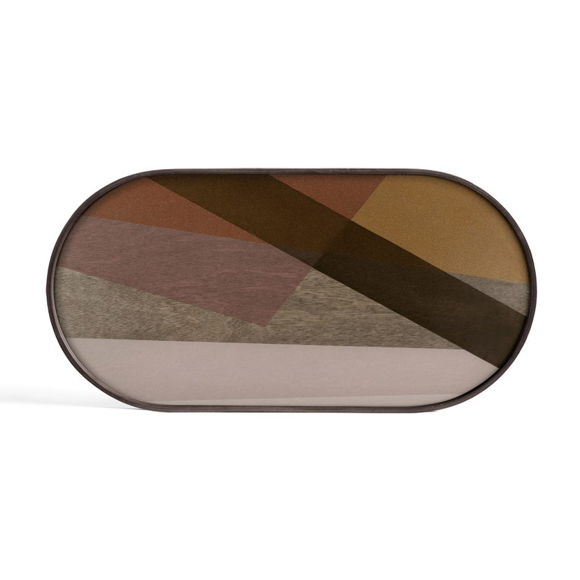 Plateau oblong en verre ANGLE de Ethnicraft Accessories, 71 x 36 cm, Pinot Plateau oblong en verre ANGLE de Ethnicraft Accessories, 71 x 36 cm, Pinot