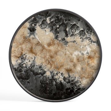 Plateau rond en verre ORGANIC de Ethnicraft Accessories, Ø.48 cm, Noir