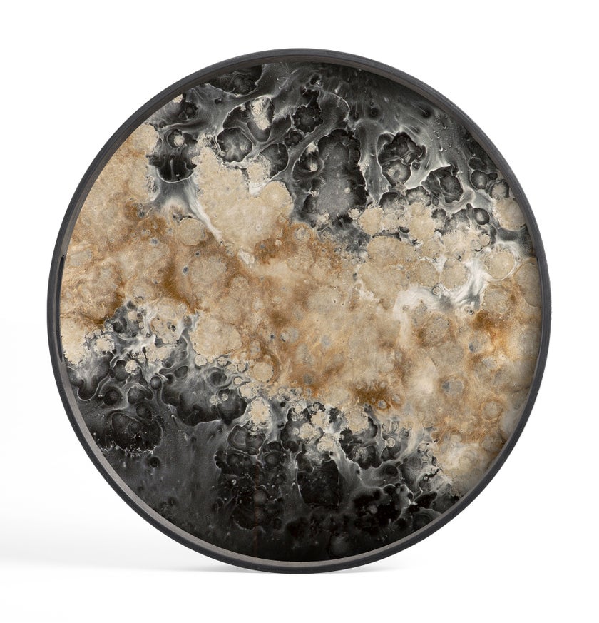Plateau rond en verre ORGANIC de Ethnicraft Accessories, Ø.48 cm, Noir
