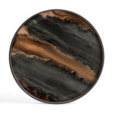 Plateau rond en verre ORGANIC de Ethnicraft Accessories, Ø.61 cm, Bronze