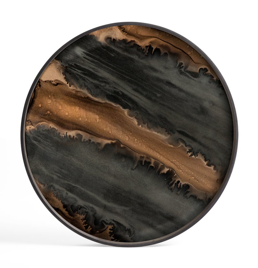 Plateau rond en verre ORGANIC de Ethnicraft Accessories, Ø.61 cm, Bronze