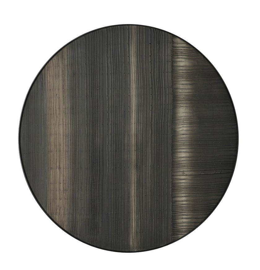 Décoration murale LAYERED CLAY de Ethnicraft Accessories, Ø.61 cm, Structure métal noir