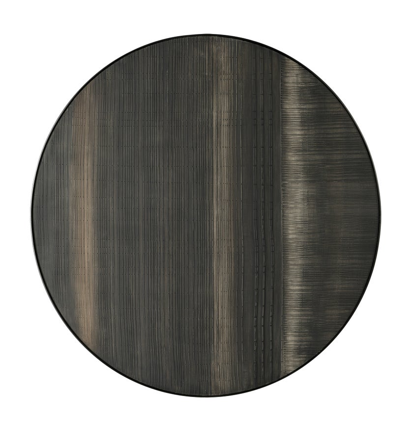 Décoration murale LAYERED CLAY de Ethnicraft Accessories, Ø.84 cm, Structure métal noir
