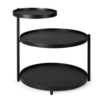 Table d'appoint pivotante - bois verni - noir - ronde - XS - plateau non inclus