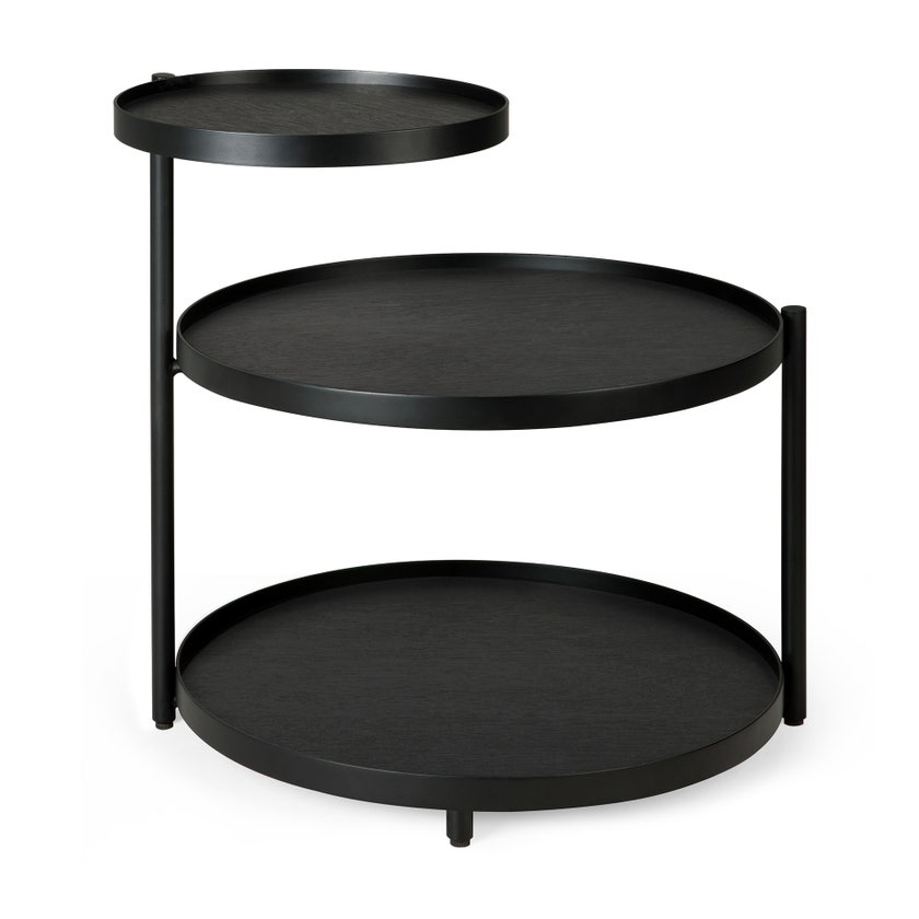 Table d'appoint pivotante - bois verni - noir - ronde - XS - plateau non inclus Table d'appoint pivotante - bois verni - noir - ronde - XS - plateau non inclus