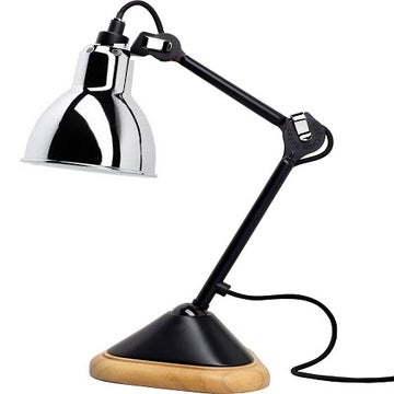 Lampe de bureau N°207 de DCW, Abat-jour rond, Noir et chrome