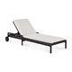 Chaise longue de Jardin ajustable Jack - Teck vernis noir - coussin fin tissu Off White