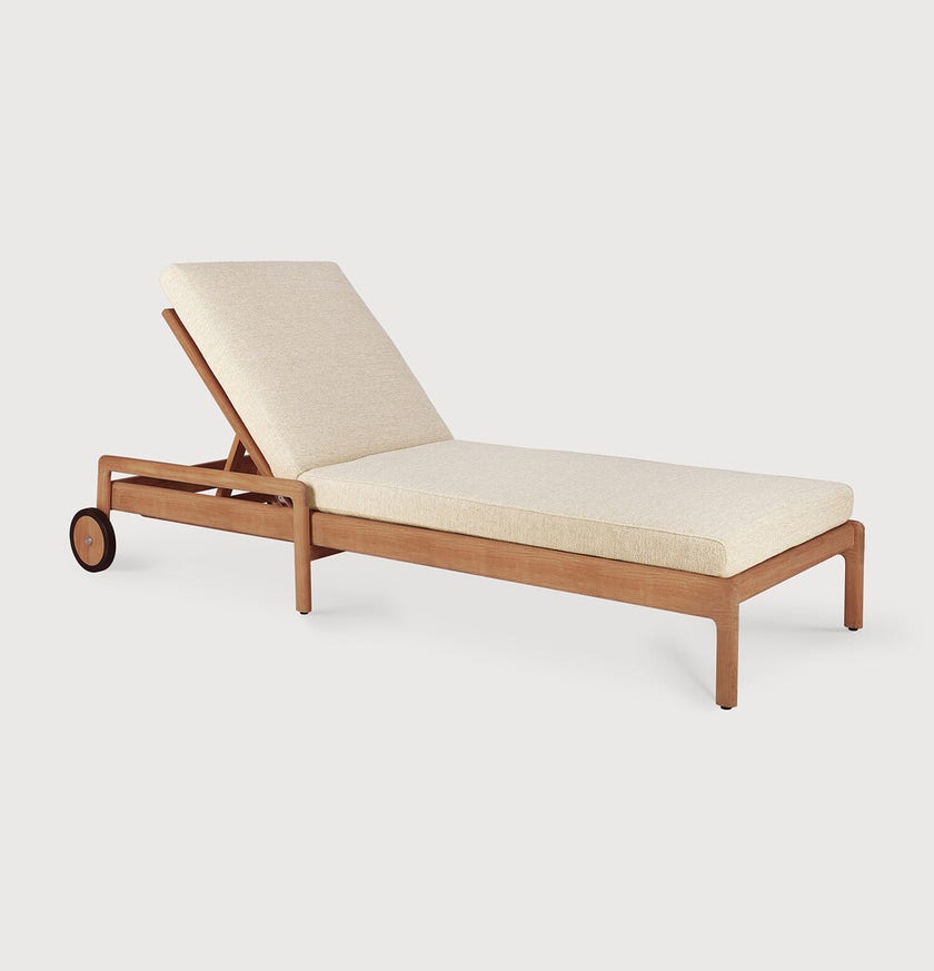 Chaise longue de Jardin ajustable Jack - Teck - tissu naturel