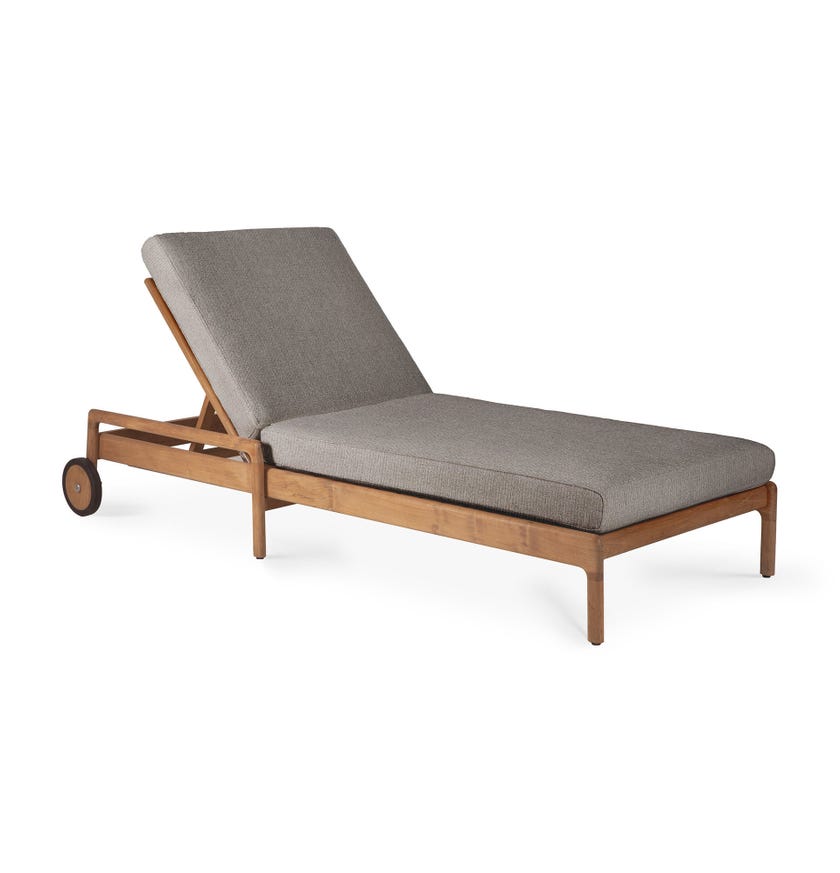 Chaise longue de Jardin ajustable Jack - Teck - tissu Mocha