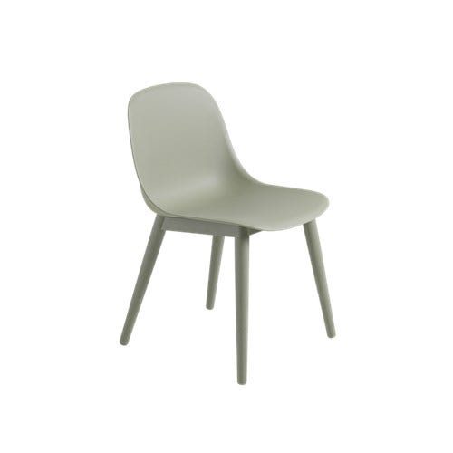 Chaise FIBER piétement bois de Muuto, Dusty green Chaise FIBER piétement bois de Muuto, Dusty green