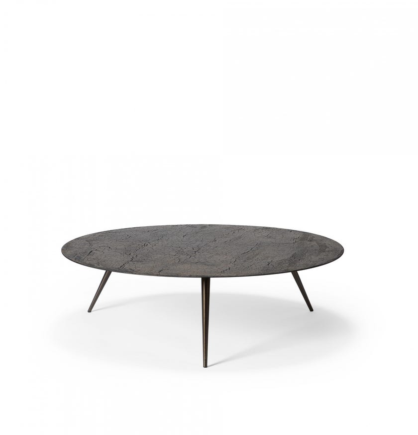 Table basse LUNA d'Ethnicraft, Ø80 x H.35 cm, Lave, Whisky