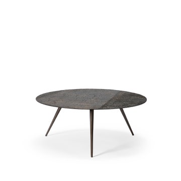 Table basse LUNA d'Ethnicraft, Ø65 x H.41 cm, Lave linéaire, Whisky