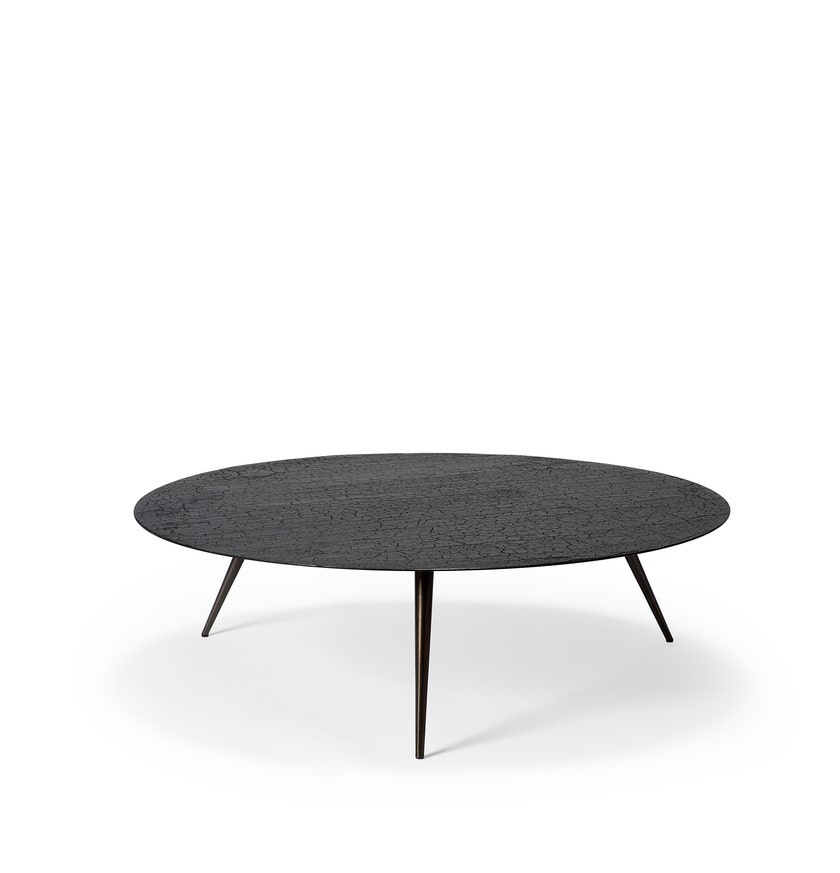 Table basse LUNA d'Ethnicraft, Ø80 x H.35 cm, Lave, Noir