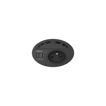 Prise multimédia encastrable pour bureau POWER CIRCLE d'Ethnicraft