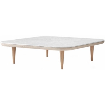 Table basse FLY SC11 de &Tradition, Piétement chêne blanchi et plateau marbre Bianco Carrara