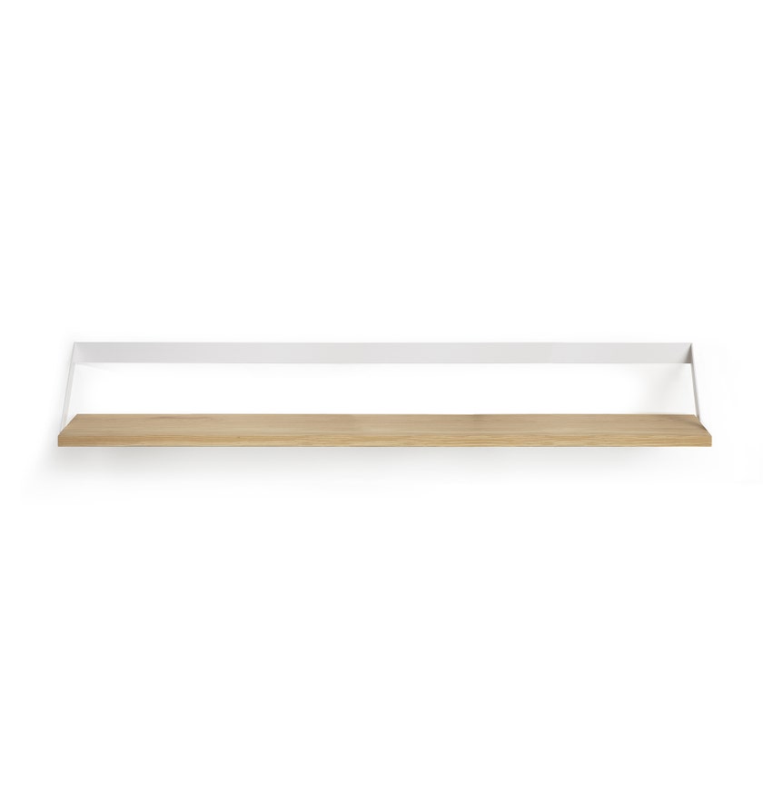 Étagère murale RIBBON d'Ethnicraft, 140 cm, Structure blanche, Plateau chêne huilé