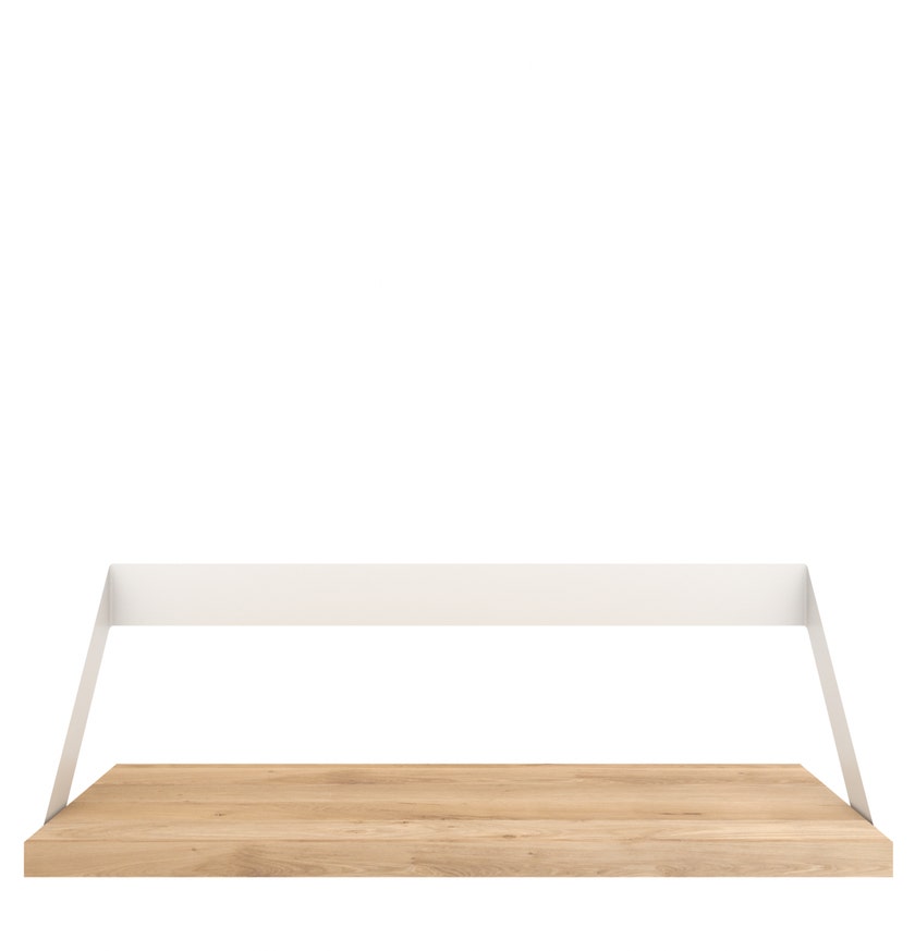 Étagère murale RIBBON d'Ethnicraft, 70 cm, Structure blanche, Plateau chêne huilé