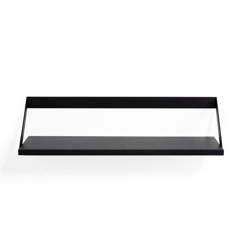Étagère murale RIBBON d'Ethnicraft, 70 cm, Structure noire, Plateau chêne teinté noir