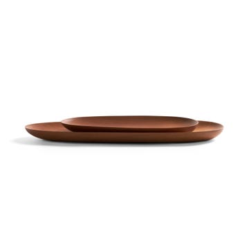 Set de 2 plats ovales THIN d'Ethnicraft, Acajou massif teinté brun foncé