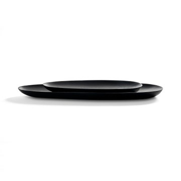 Set de 2 plats ovales THIN d'Ethnicraft, Acajou massif teinté noir