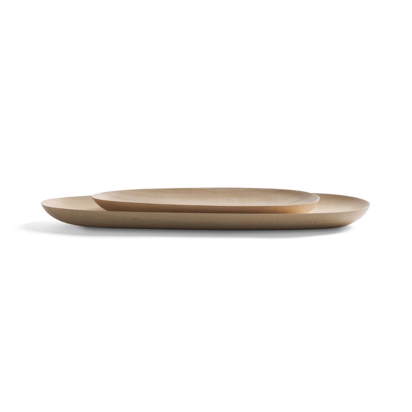 Set de 2 plats ovales THIN d'Ethnicraft, Sycomore massif vernis Set de 2 plats ovales THIN d'Ethnicraft, Sycomore massif vernis