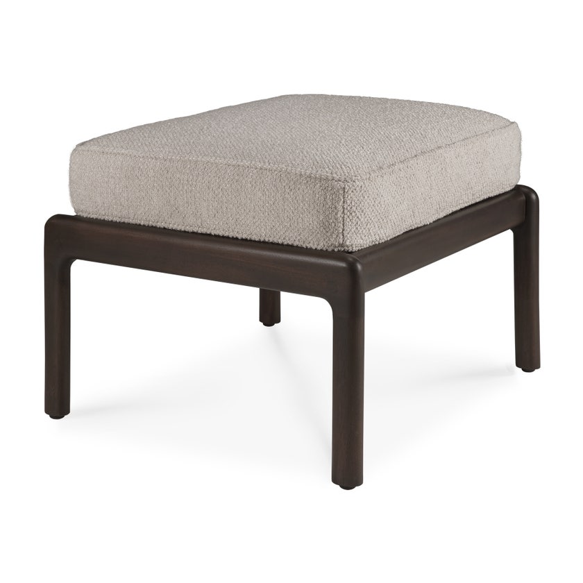 Repose-pieds / pouf JACK de Ethnicraft, Acajou brun foncé vernis, Tissu ivoire Repose-pieds / pouf JACK de Ethnicraft, Acajou brun foncé vernis, Tissu ivoire
