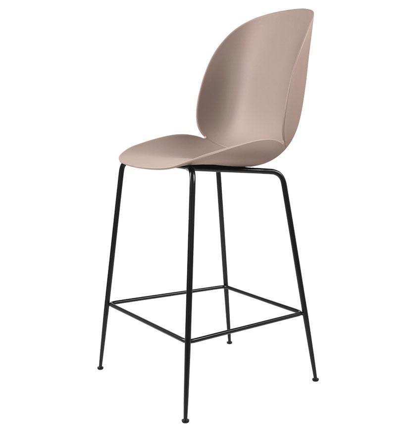 Tabouret de bar BEETLE H.65 de Gubi, Base noire mat, Sweet pink