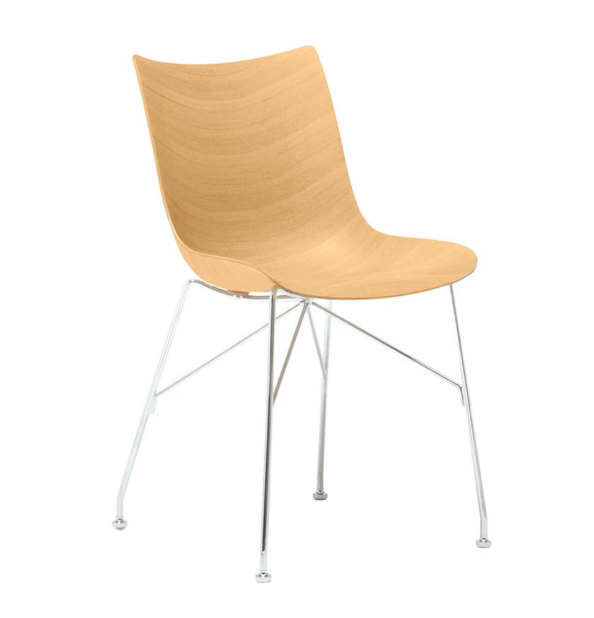 Chaise P/WOOD de Kartell, Hêtre clair, Chromé 